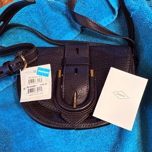 Fossil Black Leather Crossbody Bag